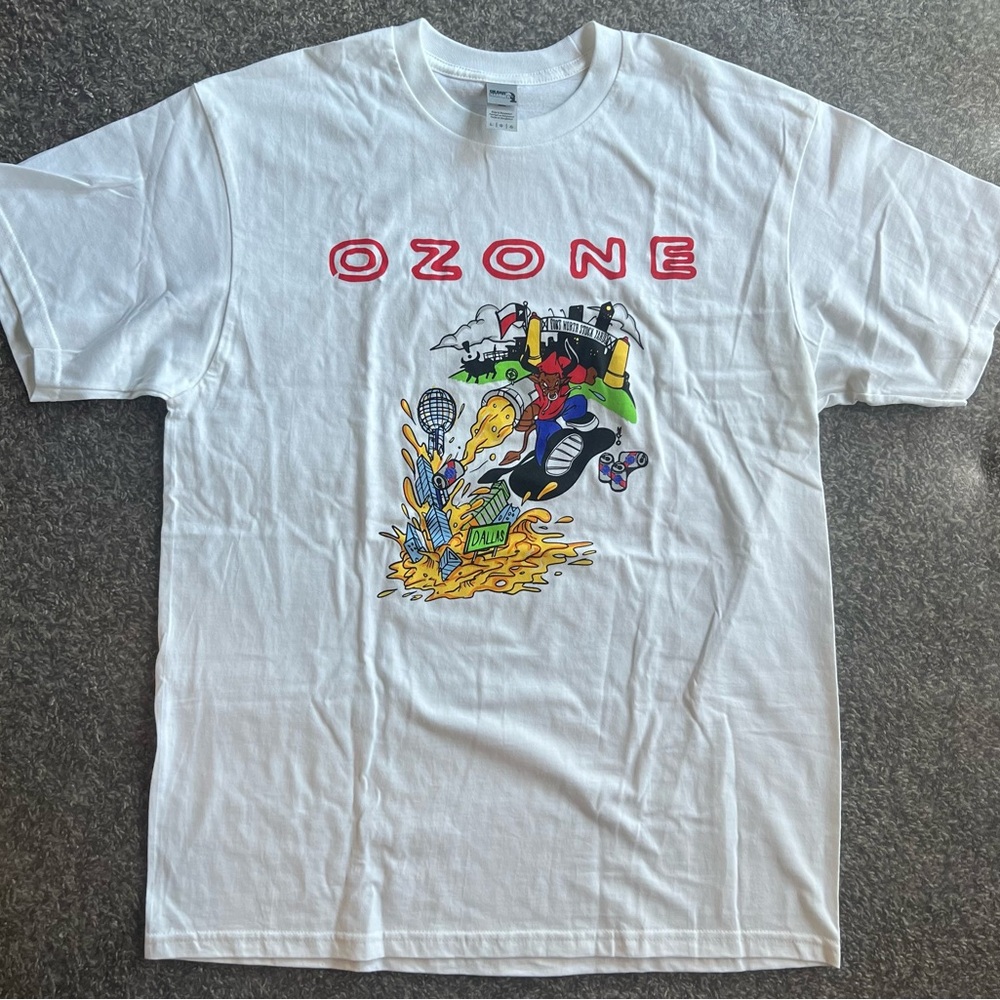 Ozone x PBR DFW Texas White T-Shirt Size L #skateboarding